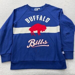 Starter Buffalo Bills Blue Graphic Crewneck Sweatshirt Womens Medium Raglan